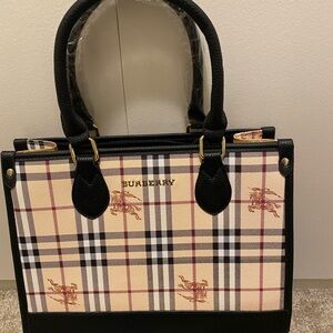 BB Checkered Tote with Black Leather